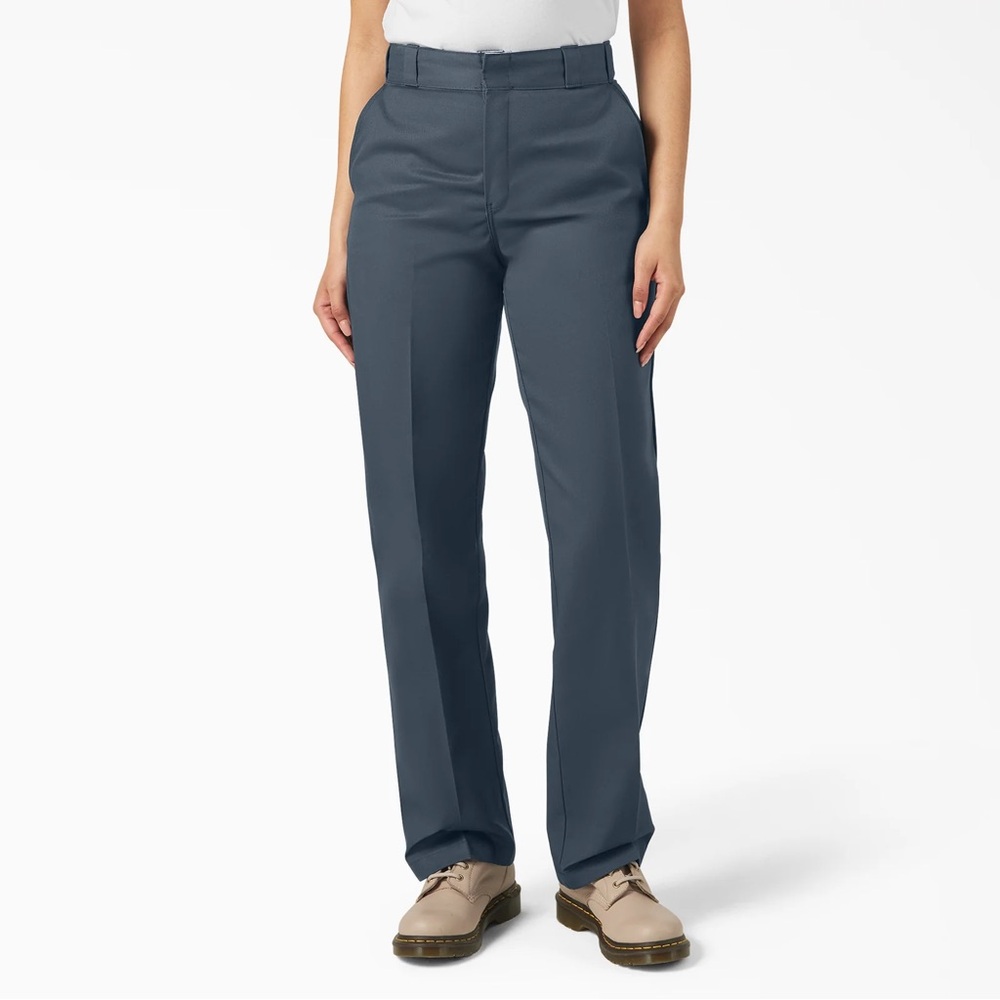 Dickies Pleated Straight-Leg Work Pants in Slate Blue